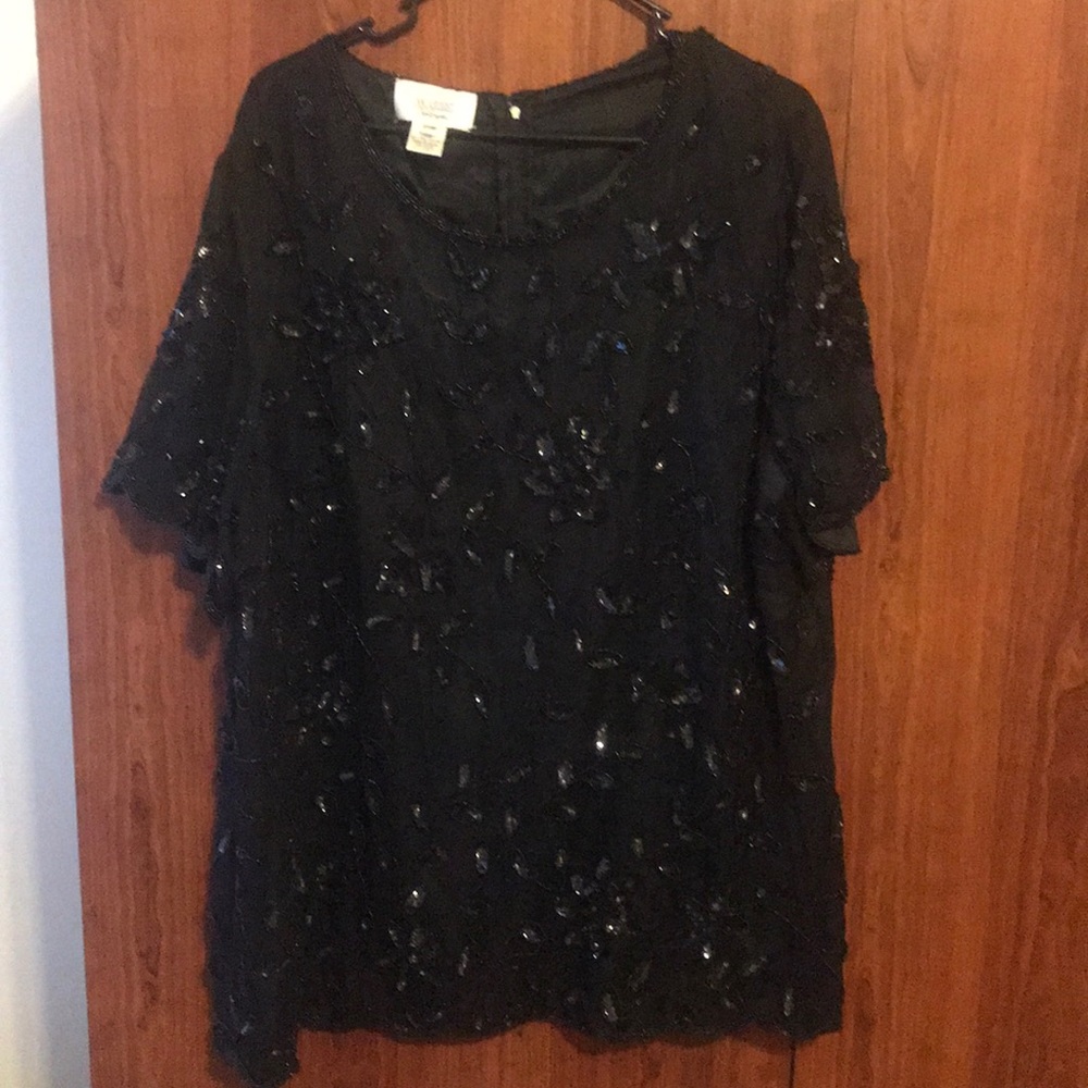 Black sequin patterned top